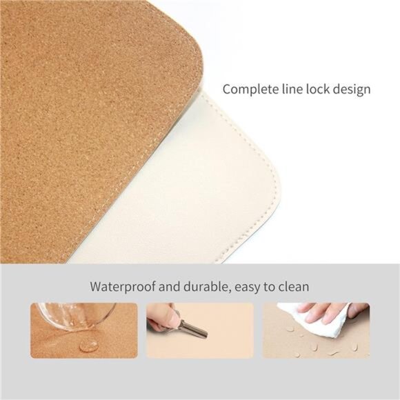Dual-Sided Desk Pad, Natural Cork & PU Leather Mouse mats for Office and Home - Picture 3 of 8